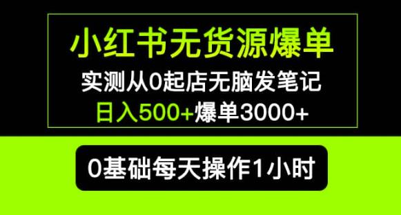 小红书无货源爆单实测从0起店无脑发笔记爆单3000+长期项目可多店-优品网赚资源库