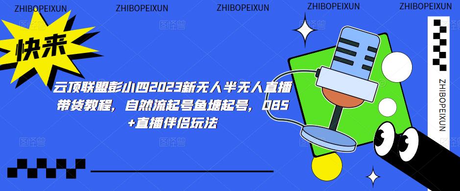 云顶联盟彭小四2023新无人半无人直播带货教程，自然流起号鱼塘起号，OBS+直播伴侣玩法-优品网赚资源库