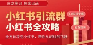 【白龙笔记】价值980元的《小红书运营和引流课》，日引100高质量粉-优品网赚资源库