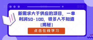 新需求大于供应的项目,一单利润50-100,很多人不知道【揭秘】-优品网赚资源库