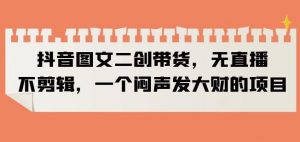 抖音图文二创带货,无直播,不剪辑,一个闷声发大财的项目【揭秘】-优品网赚资源库