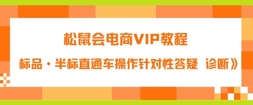 松鼠会电商VIP教程：松鼠《付费推广标品·半标直通车操作针对性答疑&诊断》-优品网赚资源库