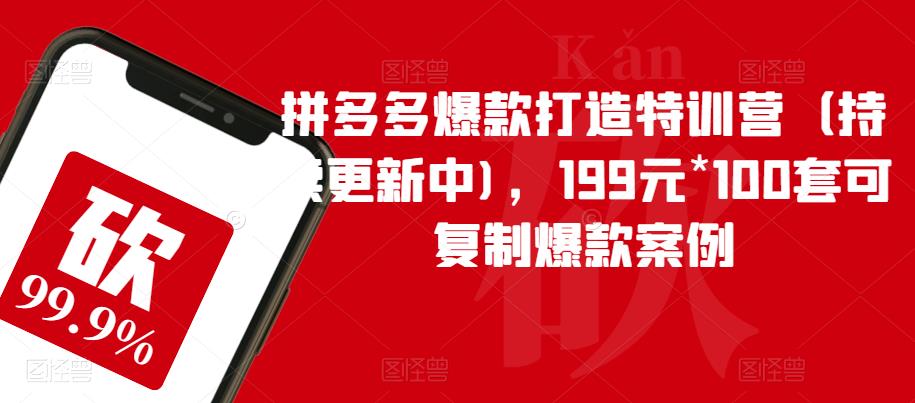 拼多多爆款打造特训营(持续更新中),199元*100套可复制爆款案例-优品网赚资源库