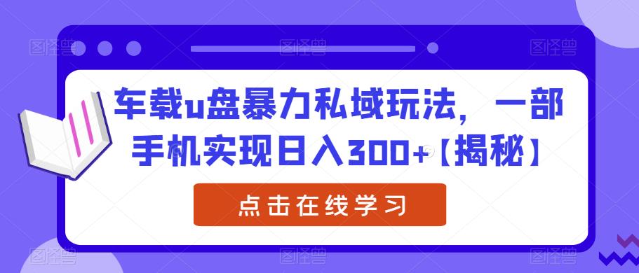 车载u盘暴力私域玩法，一部手机实现日入300+【揭秘】-优品网赚资源库