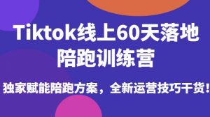 Tiktok线上60天落地陪跑训练营，独家赋能陪跑方案，全新运营技巧干货-优品网赚资源库
