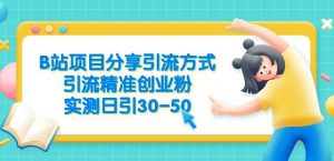 B站项目分享引流方式,引流精准创业粉,实测日引30-50【揭秘】-优品网赚资源库