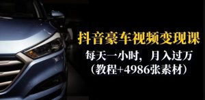 抖音豪车视频变现分享课：每天一小时，月入过万（教程+4986张素材）-优品网赚资源库