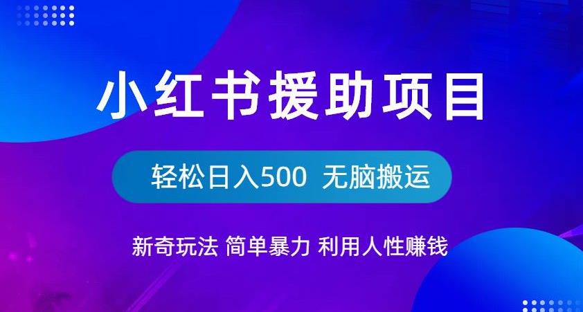 小红书援助项目新奇玩法,简单暴力,无脑搬运轻松日入500【揭秘】-优品网赚资源库