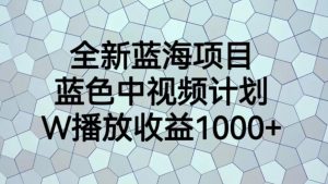 全新蓝海项目，蓝色中视频计划，1W播放量1000+【揭秘】-优品网赚资源库