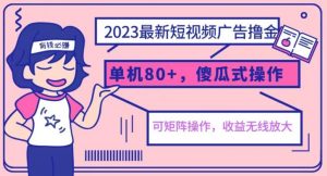 2023最新玩法短视频广告撸金，亲测单机收益80+，可矩阵，傻瓜式操作，小白可上手【揭秘】-优品网赚资源库
