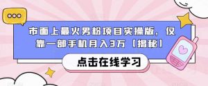 市面上最火男粉项目实操版,仅靠一部手机月入3万【揭秘】-优品网赚资源库