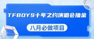 最新蓝海项目，靠最近非常火的TFBOYS十年之约演唱会流量掘金，八月必做的项目【揭秘】-优品网赚资源库