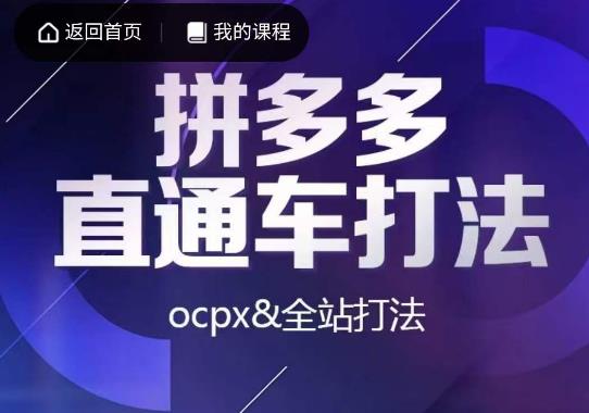 互力·拼多多直通车打法，ocpx&全站打法-优品网赚资源库