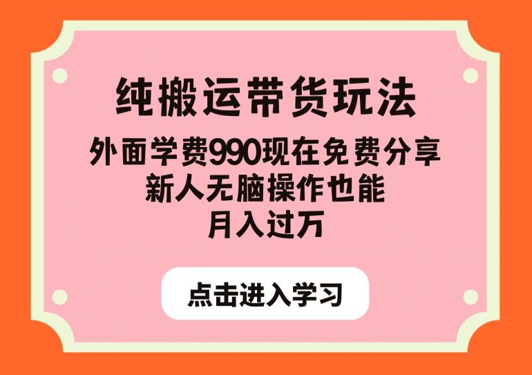 纯搬运带货玩法，外面学费990现在免费分享，新人无脑操作也能月入过万【揭秘】-优品网赚资源库