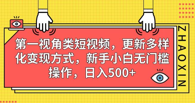第一视角类短视频，更新多样化变现方式，新手小白无门槛操作，日入500+【揭秘】-优品网赚资源库