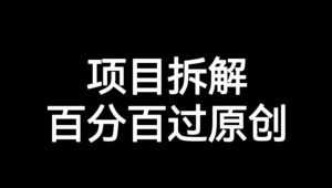 项目拆解赛道百分百过原创【揭秘】-优品网赚资源库
