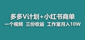 【蓝海项目】多多v计划+小红书商单一个视频三份收益工作室月入10w-优品网赚资源库