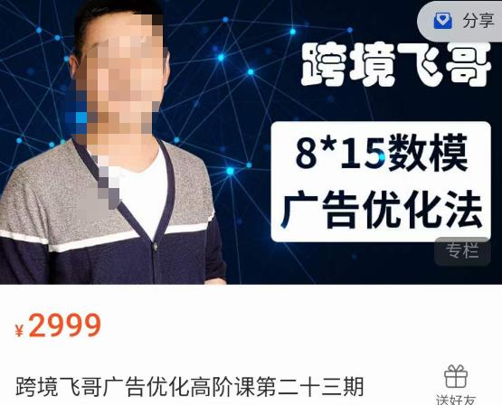 跨境飞哥·广告优化高阶课第二十三期，​8*15数模广告优化法，用数据驱动决策-优品网赚资源库