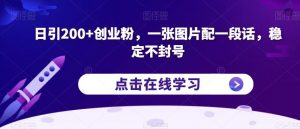 日引200+创业粉,一张图片配一段话,稳定不封号【揭秘】-优品网赚资源库
