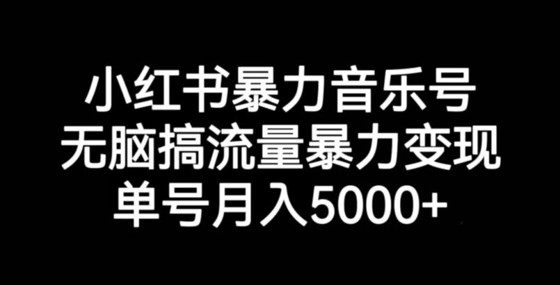 小红书暴力音乐号，无脑搞流量暴力变现，单号月入5000+-优品网赚资源库
