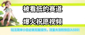 被看低的赛道爆火祝愿视频,玩法简单小白必做无脑操作,流量大涨粉快日入500-优品网赚资源库