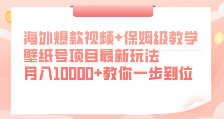 海外爆款视频+保姆级教学，壁纸号项目最新玩法，月入10000+教你一步到位【揭秘】-优品网赚资源库