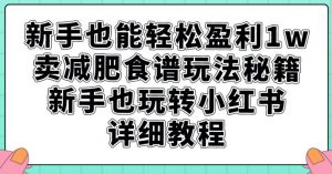 新手也能轻松盈利1w，卖减肥食谱玩法秘籍，新手也玩转小红书详细教程【揭秘】-优品网赚资源库