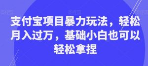 支付宝项目暴力玩法，轻松月入过万，基础小白也可以轻松拿捏【揭秘】-优品网赚资源库