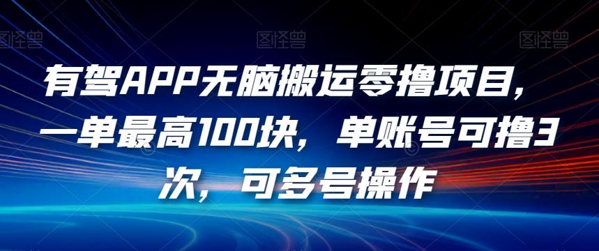 有驾APP无脑搬运零撸项目，一单最高100块，单账号可撸3次，可多号操作【揭秘】-优品网赚资源库