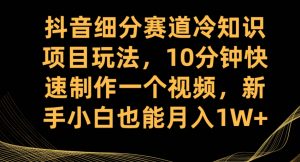 抖音细分赛道冷知识项目玩法，10分钟快速制作一个视频，新手小白也能月入1W+【揭秘】-优品网赚资源库