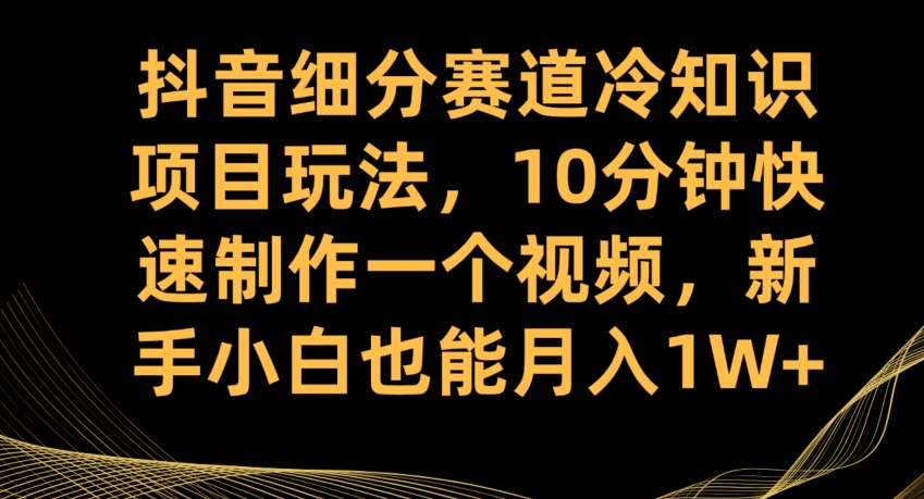 抖音细分赛道冷知识项目玩法，10分钟快速制作一个视频，新手小白也能月入1W+【揭秘】-优品网赚资源库