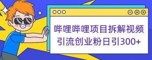 哔哩哔哩项目拆解引流创业粉日引300+小白可轻松上手【揭秘】-优品网赚资源库