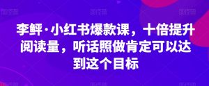 李鲆·小红书爆款课，十倍提升阅读量，听话照做肯定可以达到这个目标-优品网赚资源库