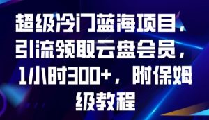 超级冷门蓝海项目，引流领取云盘会员，1小时300+，附保姆级教程-优品网赚资源库