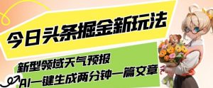 今日头条掘金新玩法，关于新型领域天气预报，AI一键生成两分钟一篇文章，复制粘贴轻松月入5000+-优品网赚资源库