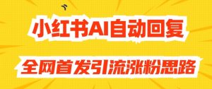【原创开发】小红书AI自动回复，全网首发引流涨粉思路-优品网赚资源库