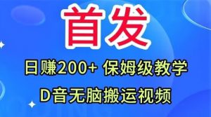 首发，抖音无脑搬运视频，日赚200+保姆级教学【揭秘】-优品网赚资源库