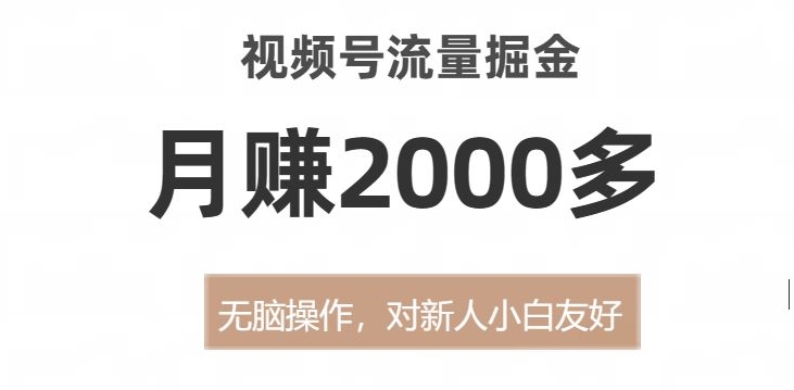 视频号流量掘金，无脑操作，对新人小白友好，月赚2000多【揭秘】-优品网赚资源库