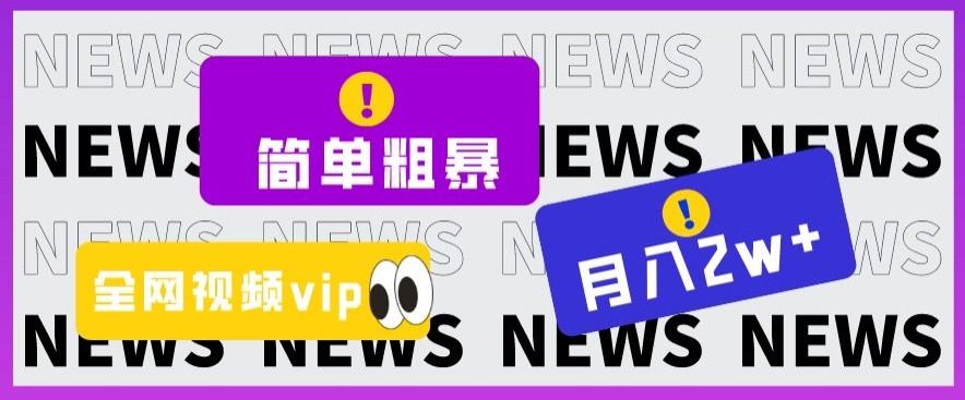 简单粗暴零成本,高回报,全网视频VIP掘金项目,月入2万+【揭秘】-优品网赚资源库