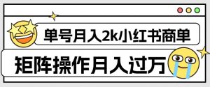 外面收费1980的小红书商单保姆级教程，单号月入2k，矩阵操作轻松月入过万-优品网赚资源库