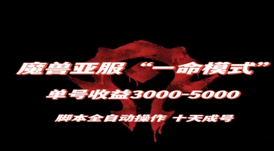 魔兽亚服一命模式，10天成号-单号3千-5千，脚本全自动操作，保姆级教学【揭秘】-优品网赚资源库