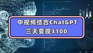 中视频结合ChatGPT，三天变现3100，人人可做玩法思路实操教学【揭秘】-优品网赚资源库