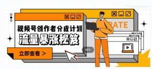 一条视频收益3000+，一条作品涨粉2000+，视频号流量爆炸·的秘籍-优品网赚资源库