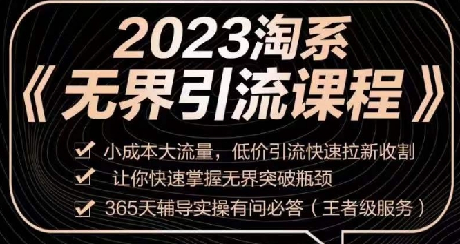 2023淘系无界引流实操课程，​小成本大流量，低价引流快速拉新收割，让你快速掌握无界突破瓶颈-优品网赚资源库