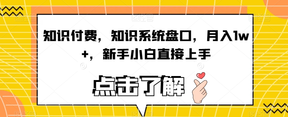 知识付费，知识系统盘口，月入1w+，新手小白直接上手-优品网赚资源库