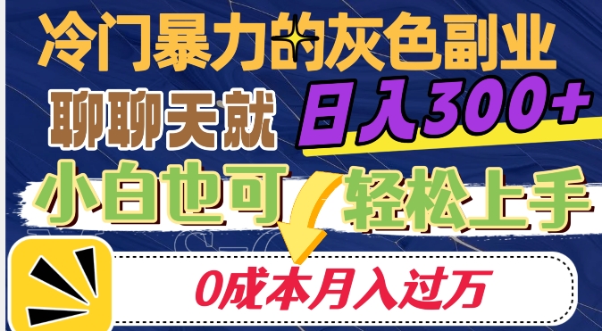 冷门暴利的副业项目，聊聊天就能日入300+，0成本月入过万【揭秘】-优品网赚资源库