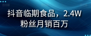 抖音临期食品项目，2.4W粉丝月销百万【揭秘】-优品网赚资源库