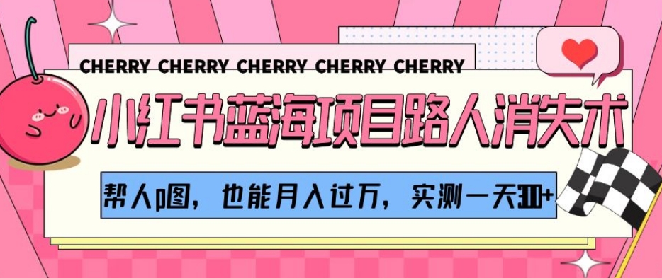 小红书蓝海项目路人消失术,帮人p图,也能月入过万,实测一天300+【揭秘】-优品网赚资源库