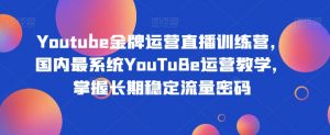 Youtube金牌运营直播训练营，国内最系统YouTuBe运营教学，掌握长期稳定流量密码-优品网赚资源库