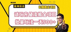 试玩充值流掘金项目，批量矩阵玩法一天500+【揭秘】-优品网赚资源库